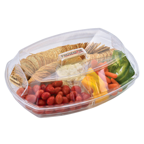 FridgeMate FGM51139 Chilled Serving Platter - Durable Acrylic with Dipping Well and Ice Fillable Lid
