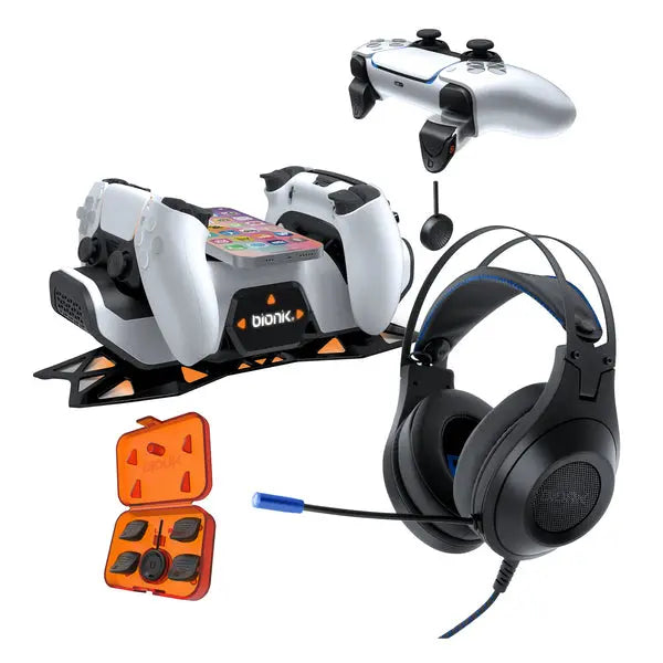 BIONIK Pro Pack for PS5 – Gaming Headset, Power Stand, and QuickShot Pro Bundle