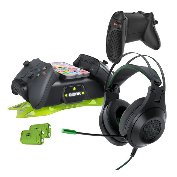 BIONIK Pro Pack for Xbox Series X/S with Sirex Gaming Headset, Power Stand Pro, and QuickShot Pro – Complete Gaming Accessories Bundle