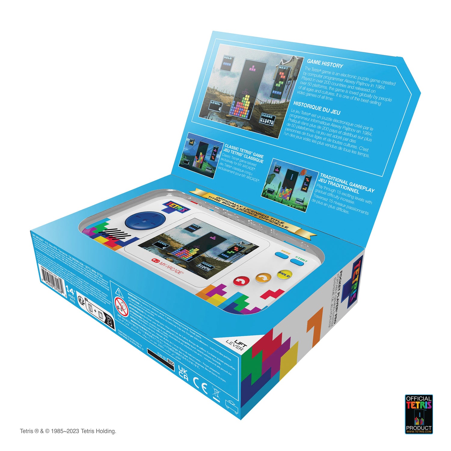 MY ARCADE PCKT PLYR PRO Tetris Handheld Game - Compact Portable Console with Full-Color Screen and Built-In Speakers