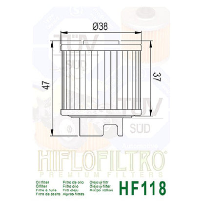 HI-FLO Honda HFF118 Oil Filter