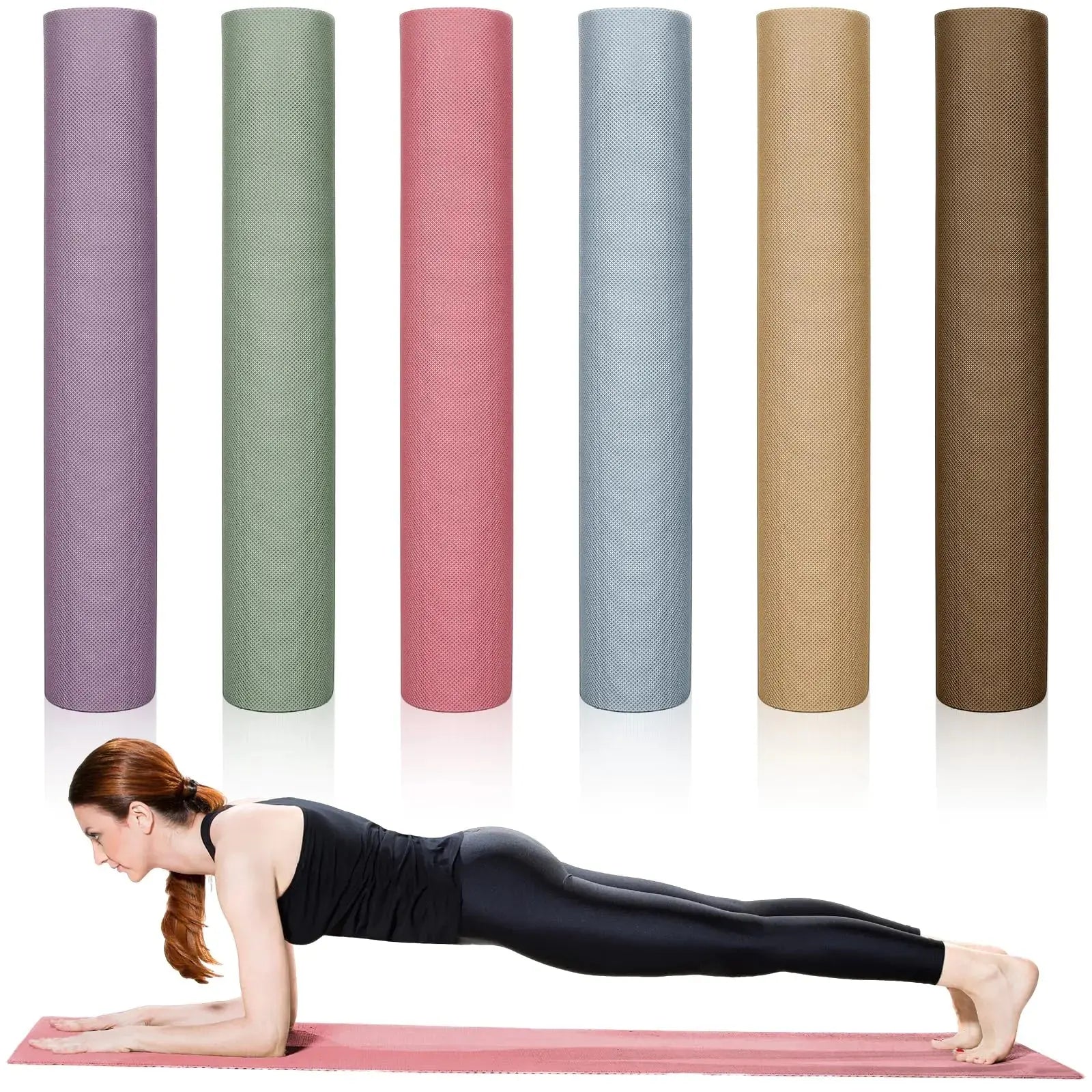 Timgle 6 Pack Yoga Mats Bulk 68 x 24 Inches Non Slip Exercise Yoga Mat 4 mm Thick Gym Mat Assorted Colors Sports Mat Suitable for Fitness Stretching Home Workout and Studio Atticus Goods