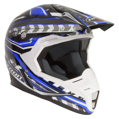 ZOAN Synchrony MX Helmet, Monster Black/Blue – Extra Small (Part #521-113)