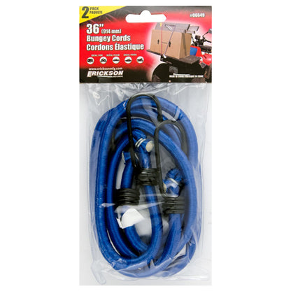 Erickson Bungee Cords 36 inch, 2 Pack - Durable Elastic Tie-Downs for Secure Load Management