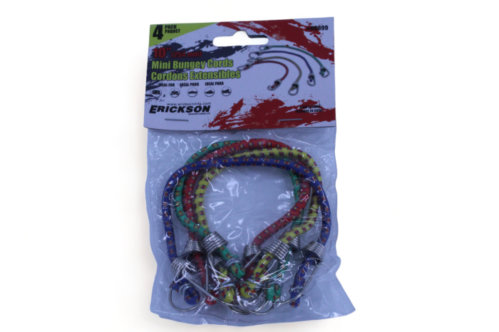Erickson Bungee Cords 10-inch, 4 Pack - Reliable Tie-Downs for Versatile Use