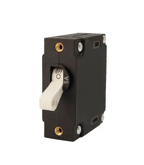 Egis Mobile Electronics EGIS A Series White Toggle Panel Mount Circuit Breaker, 5 Amp, Single Pole AC/DC