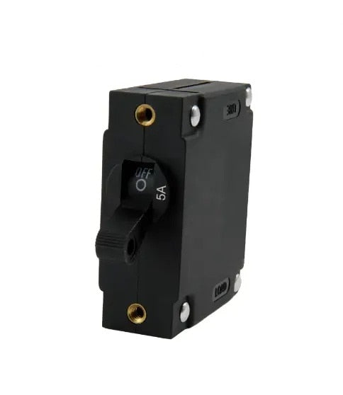 Egis Mobile Electronics EGIS A Series Black Toggle Panel Mount Circuit Breaker 5 Amp Single Pole AC/DC