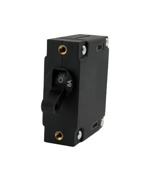 Egis Mobile Electronics A Series Black Toggle Panel Mount Circuit Breaker 8 Amp for AC/DC Systems