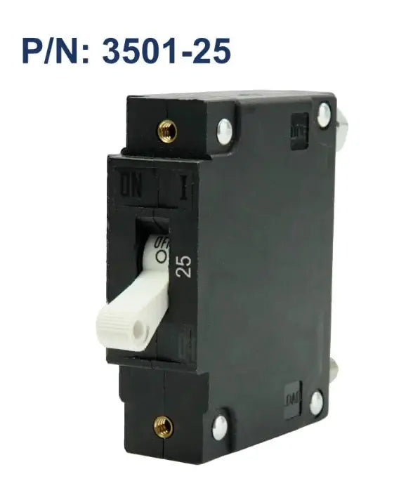 Egis Mobile Electronics EGIS C Series White Toggle Panel Mount Circuit Breaker, Single Pole, 25 Amp, AC/DC
