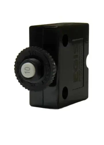 Egis Mobile Electronics EGIS 4711-10 Push Button Panel Mount Circuit Breaker, 10 Amp with Spade Terminals