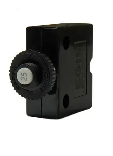 Egis Mobile Electronics EGIS 4711-25 Push Button Panel Mount Circuit Breaker, 25 Amp with Spade Terminals