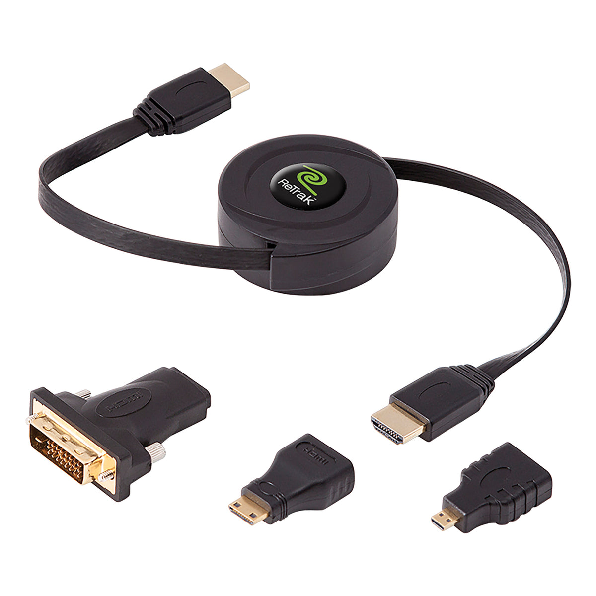 RETRAK ETCABLEHDM Retractable HDMI Cable with Mini, Micro and DVI Adapters