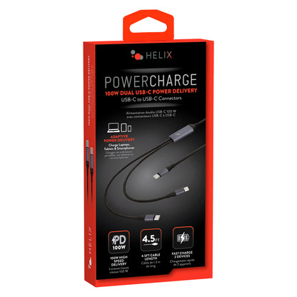 HELIX ETHC2PDB 100W 2-in-1 USB-C to Dual USB-C Charging and Data Cable
