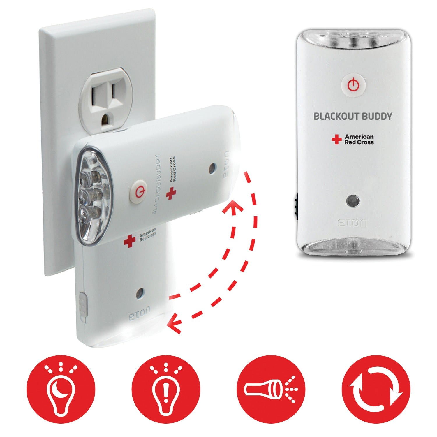 ETON Red Cross ARCBB201W-SNG Blackout Buddy Swivel Emergency Light and Flashlight