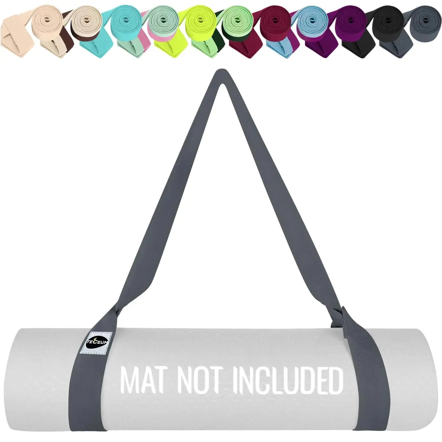 TECEUM Yoga Mat Strap – 30+ Colors – Adjustable Mat Holder Sling Carrier for All Mats [Mat Not Included] Atticus Goods