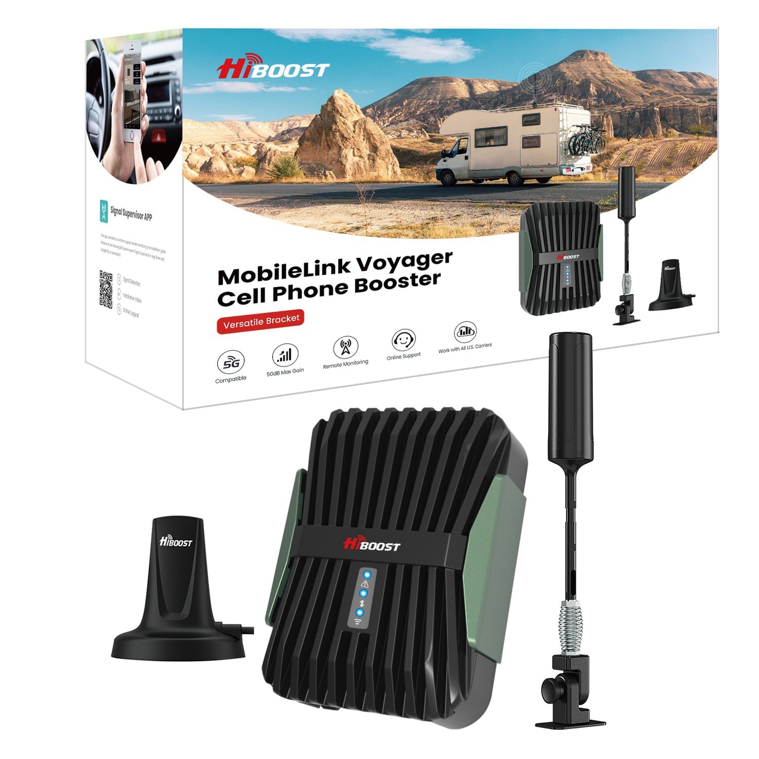 HIBOOST(R) MobileLink Voyager C30B-5S-BTW.RV Cell Signal Booster for RVs and Large Vehicles