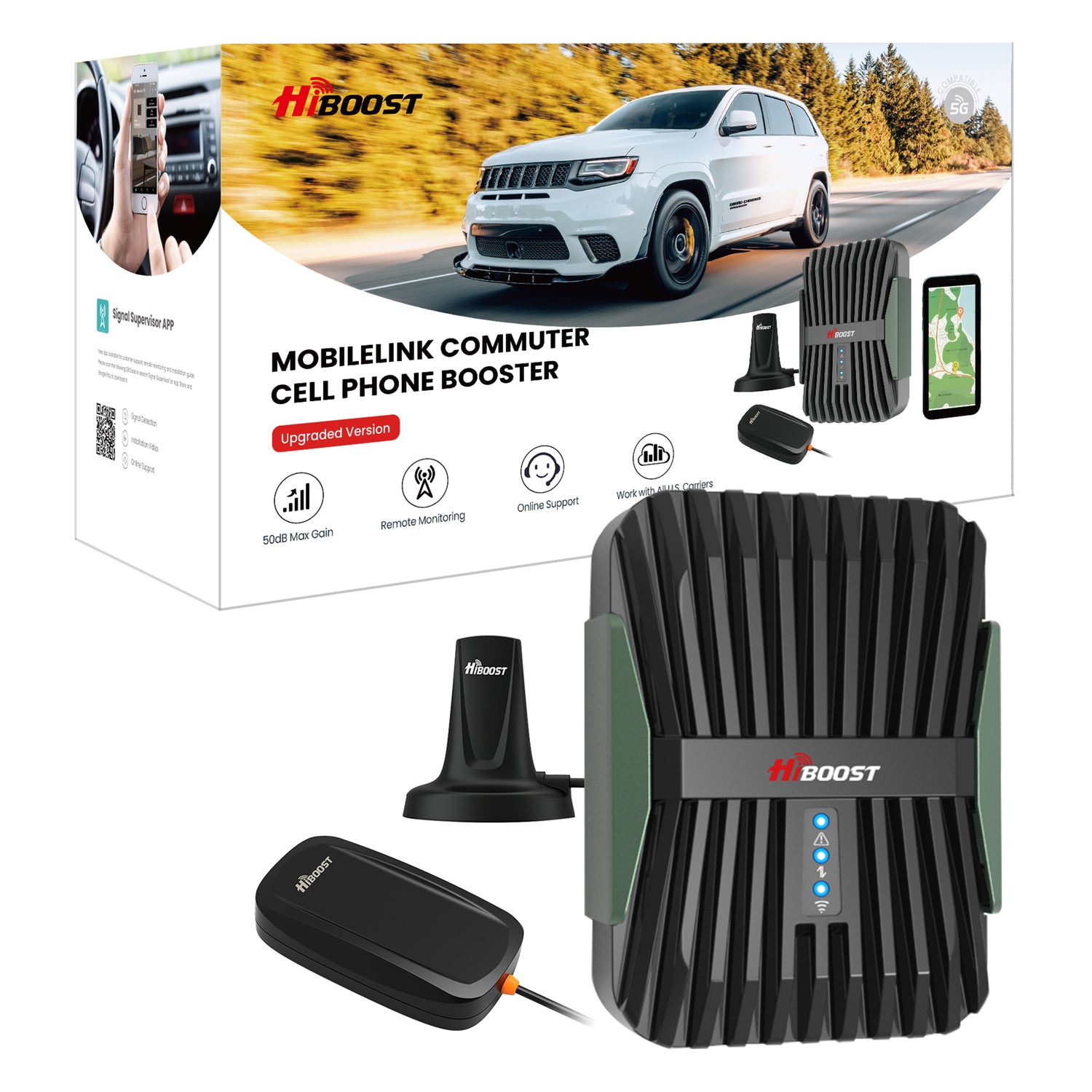 HIBOOST(R) MobileLink Commuter Signal Booster with Magnetic Antenna – Part C30B-5S-BTW