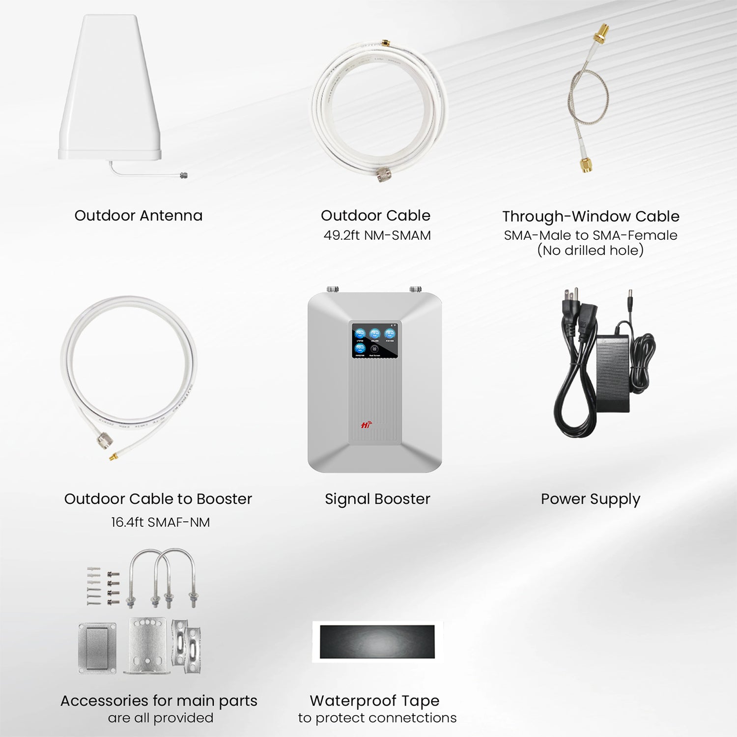 HIBOOST(R) Home Max F15GIB-5S-BTW Cell Signal Booster System with Indoor & Outdoor Antennas