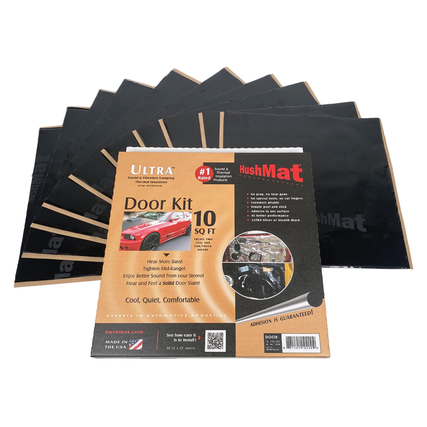 HUSHMAT 10200 Door Deadening Kit – 10 sq ft, Sound and Thermal Insulation for Automotive Applications
