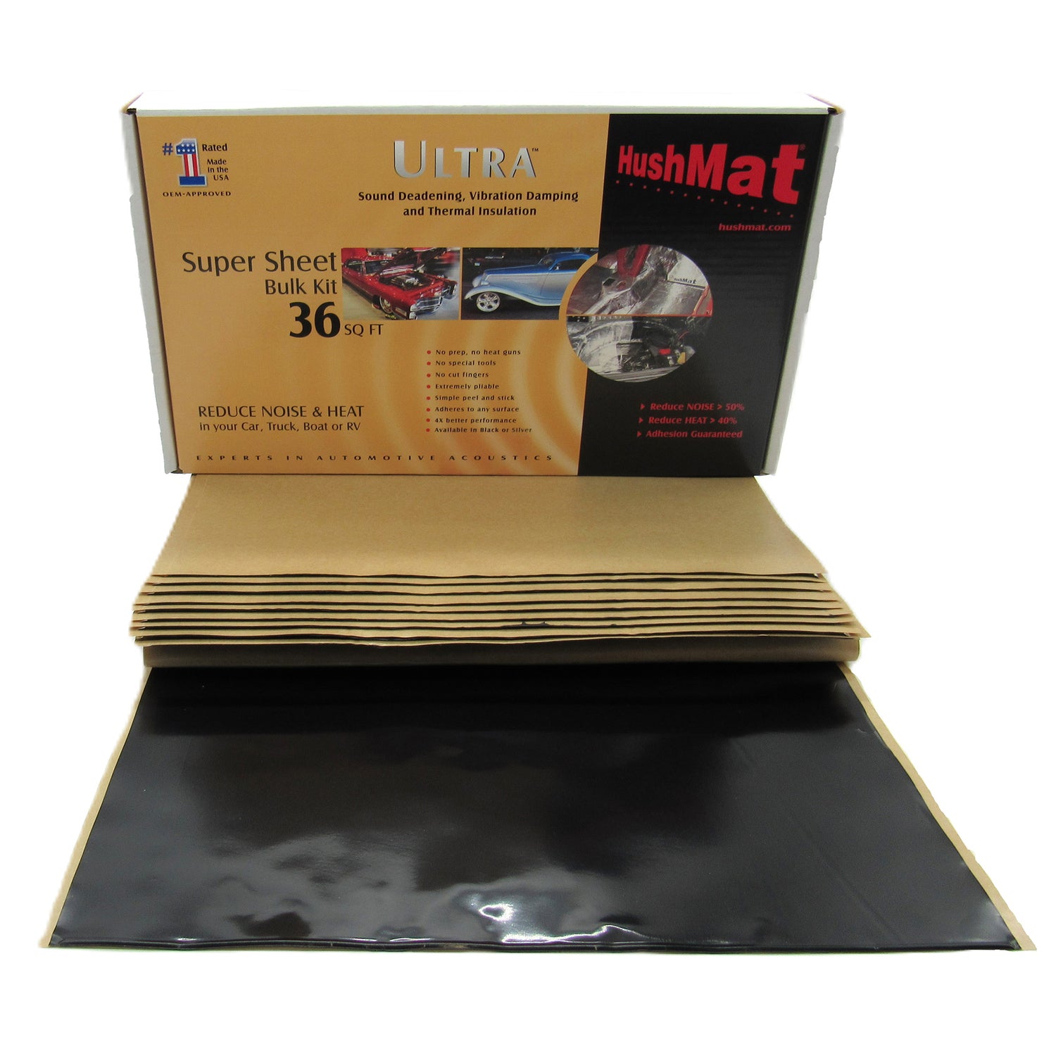 HushMat 10800 Black Sound Deadening and Insulation Kit, 36 Sq. Ft.