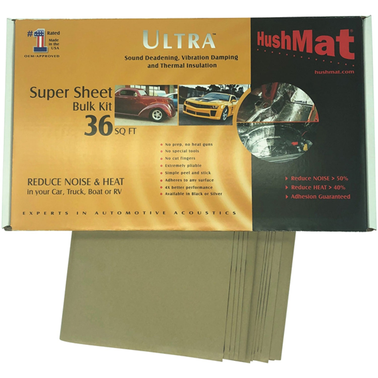 HUSHMAT Sound Deadening Kit 32-inch Silver - Reduce Road Noise and Improve Thermal Insulation