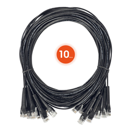 Intellinet Network Solutions 745208 Cat6 7 ft. Ultra-Thin Ethernet Cable, Black, 10-Pack