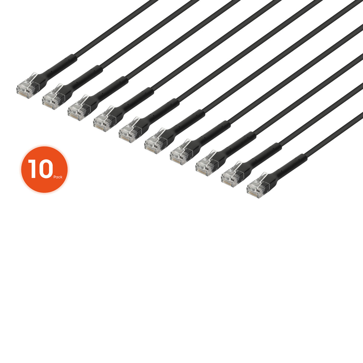 Intellinet Network Solutions 745208 Cat6 7 ft. Ultra-Thin Ethernet Cable, Black, 10-Pack