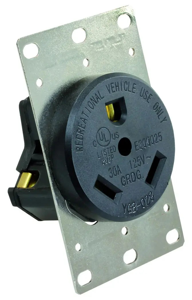 JR Products 15075 30 Amp A/C Receptacle for RV and Marine Applications
