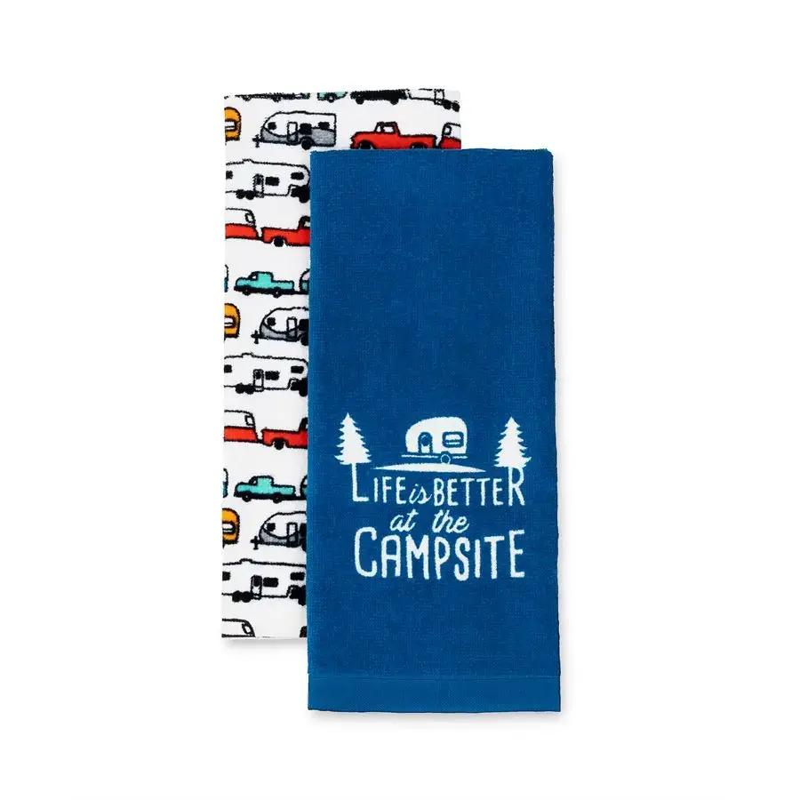 Camco Libatc Dish Towel Set in Blue and White - Durable Kitchen Towels by CAMCO