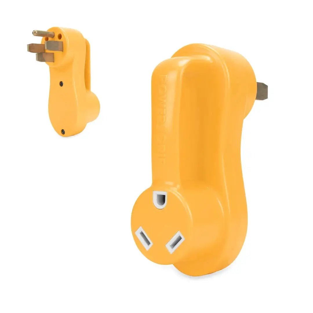 Camco PowerGrip Offset Adapter 50 Amp to 30 Amp - Reliable RV Power Connection by CAMCO