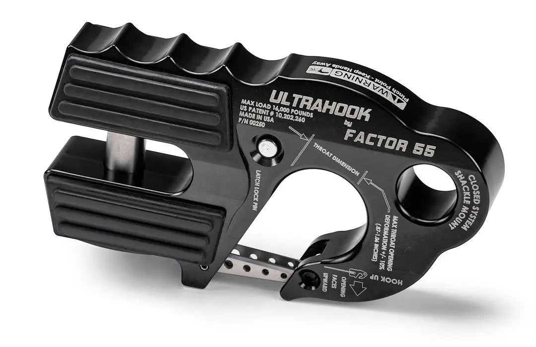 Factor 55 Ultra Hook Black - Heavy-Duty Recovery and Towing Accessory