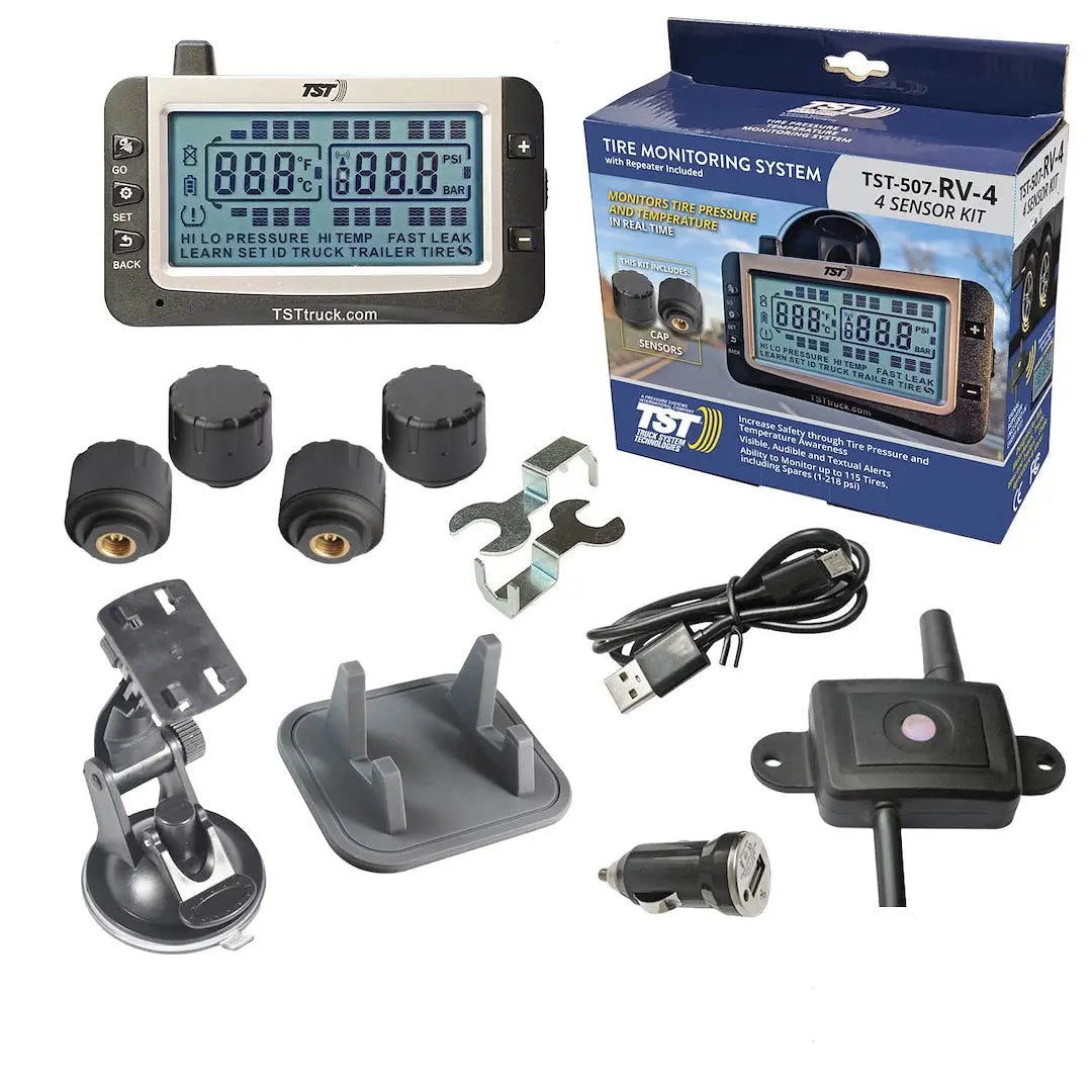 TRUCK SYSTMS 507 TPMS with 4 Tire Sensors, Replacement Battery and Installation Kit