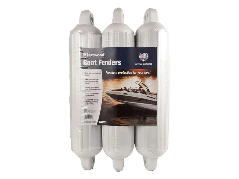 Attwood Mari 93553P2 5-Foot White Fender Pack of 3 for Marine Protection