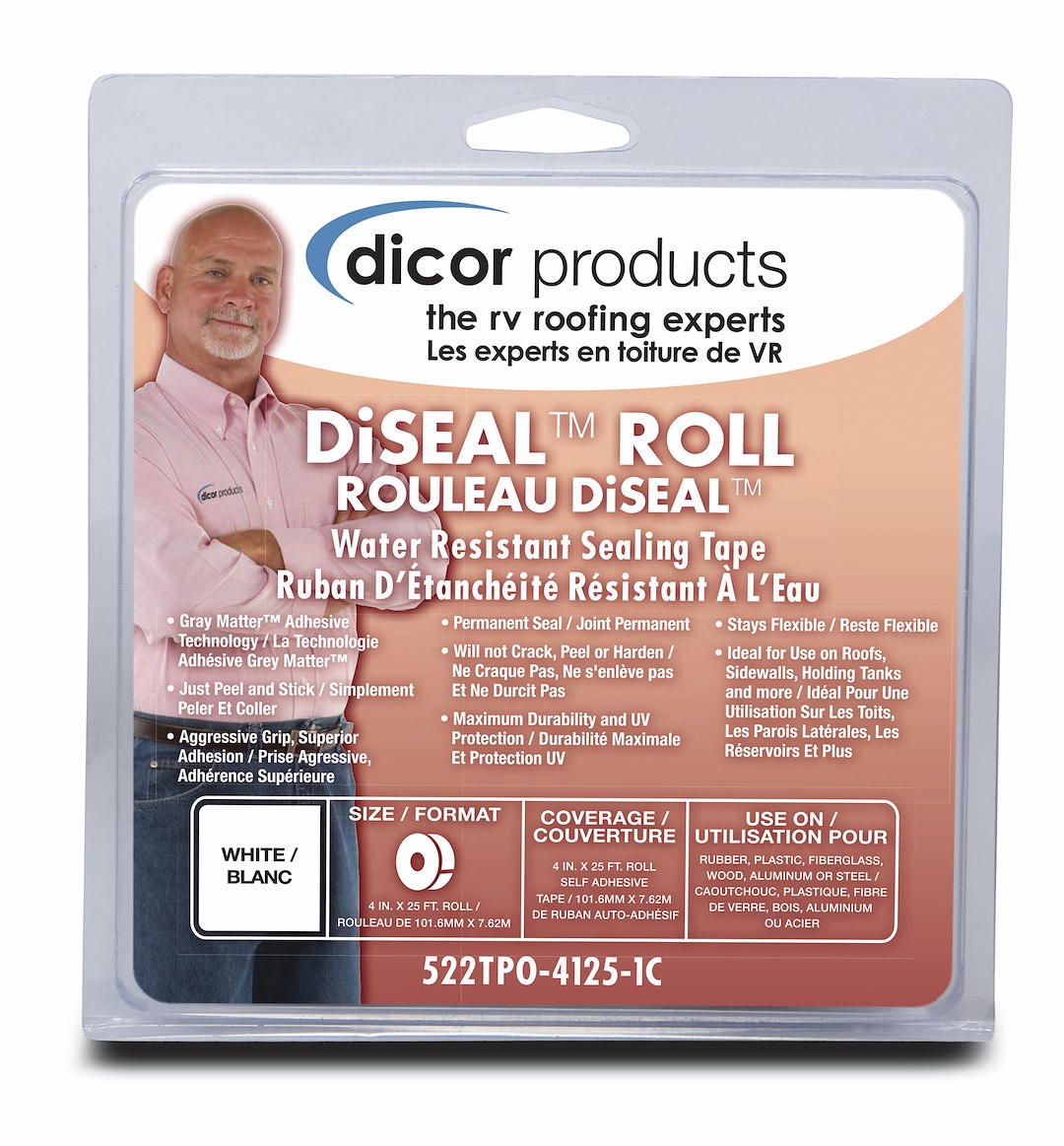 DICOR CORP Roof Repair Tape 4' x 12.5' - Weather-Resistant Sealant Solution
