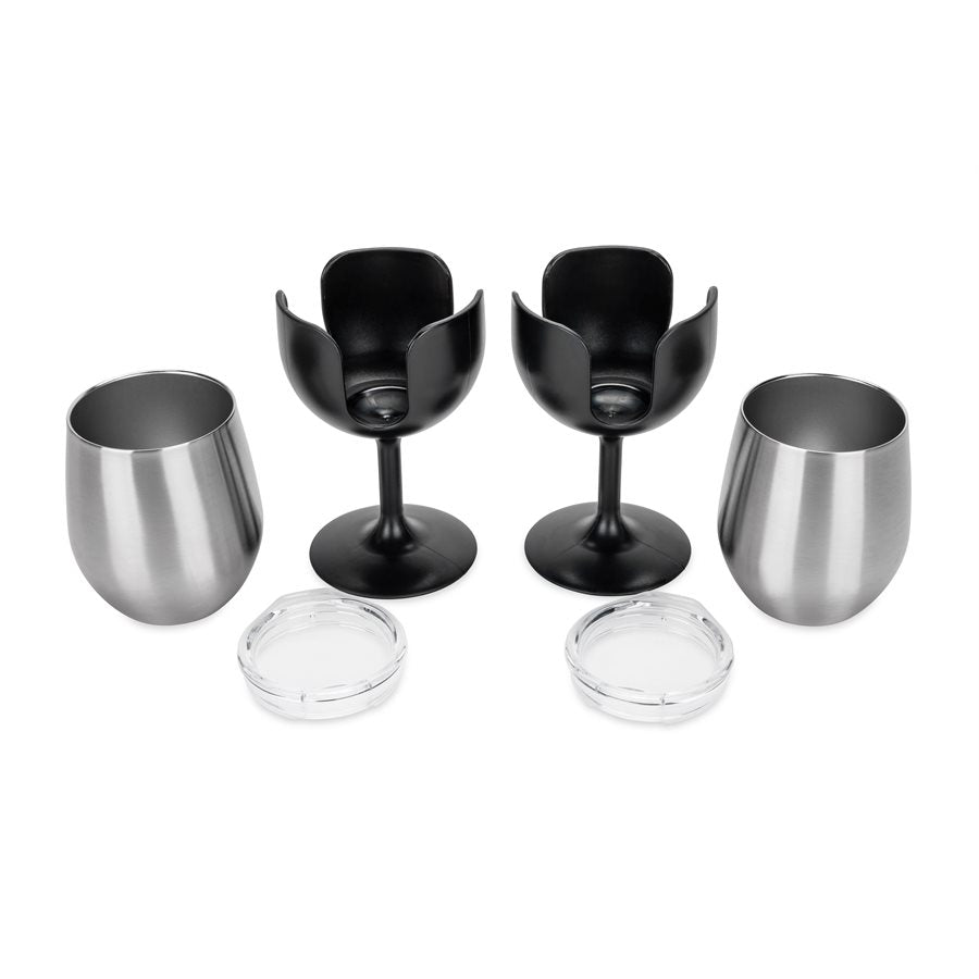 Camco Libatc 8 oz. Wine Tumbler 2-Pack – Durable Stainless Steel Drinkware for Outdoor & Indoor Use