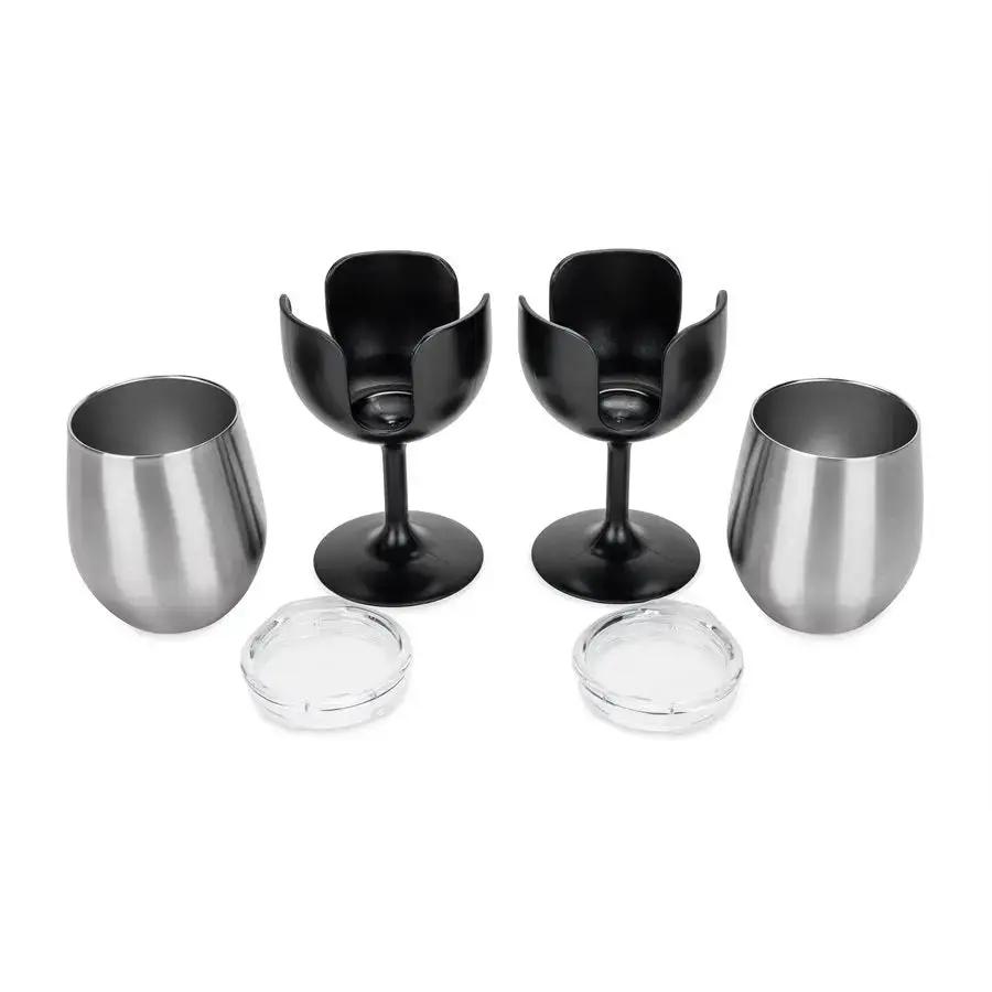 Camco Libatc 8 oz. Wine Tumbler 2-Pack – Durable Stainless Steel Drinkware for Outdoor & Indoor Use by CAMCO