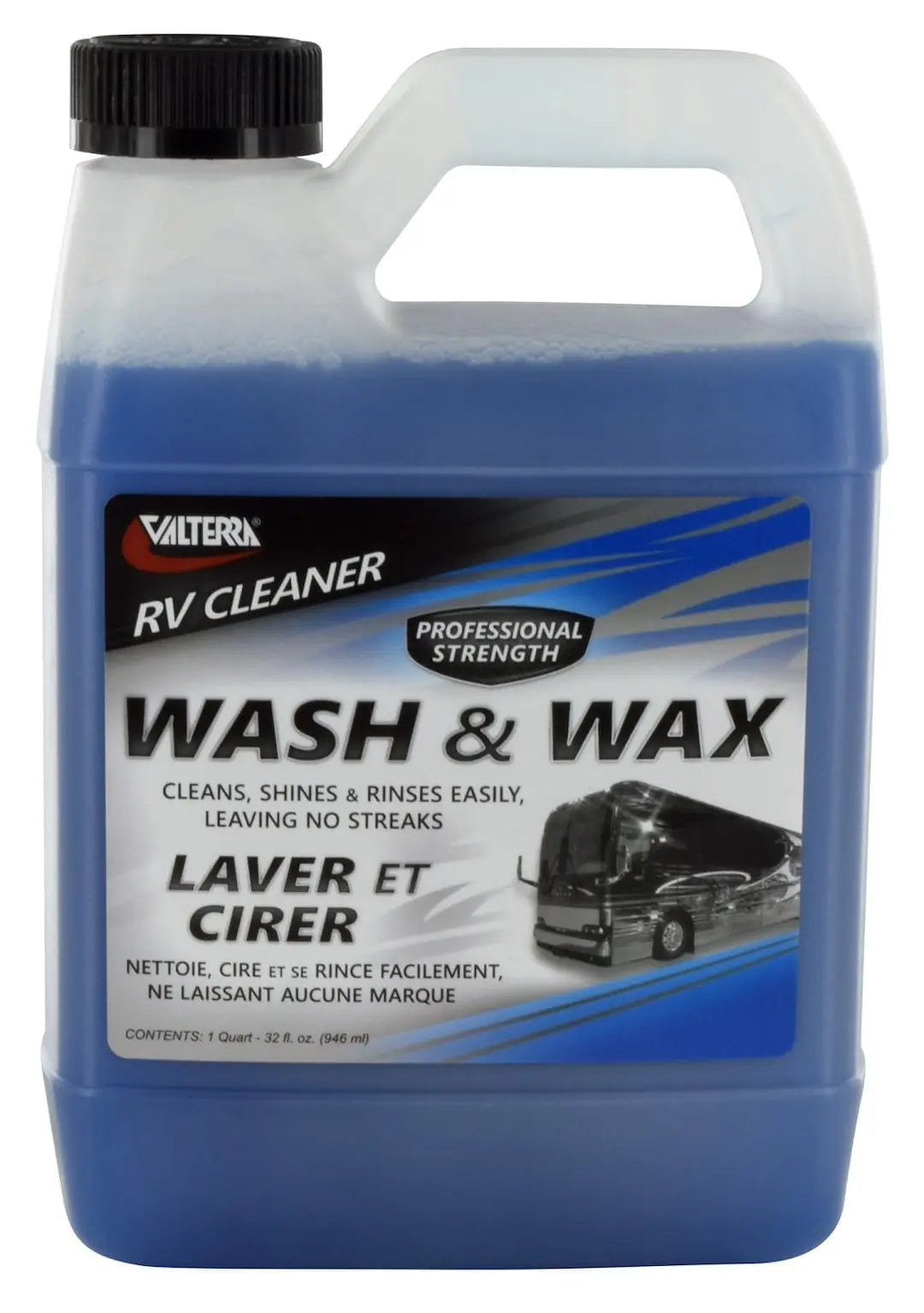Valterra LLC RV Wash & Wax 32 oz Bottle - Gentle Exterior Cleaner and Polish