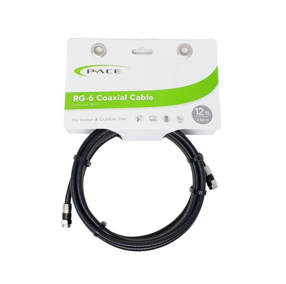 PACE International 12ft Coaxial Cable – High-Performance RG6 Connectivity