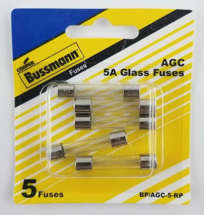 BUSSMANN BPAGC5RP 5-Pack Fast-Acting Fuses for Reliable Circuit Protection