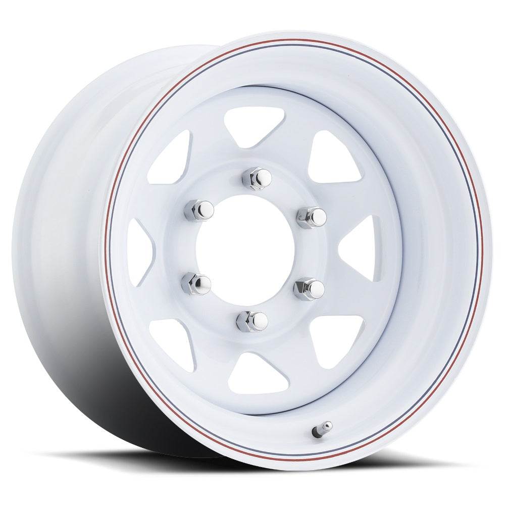 Raceline White Spoke 15x8 Wheel with 6x5.5 Bolt Pattern - Part #8058060