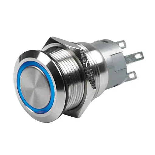 BEP Push Button Switch with Illuminated Blue Ring – 12V Model (Part No. 0511000401)