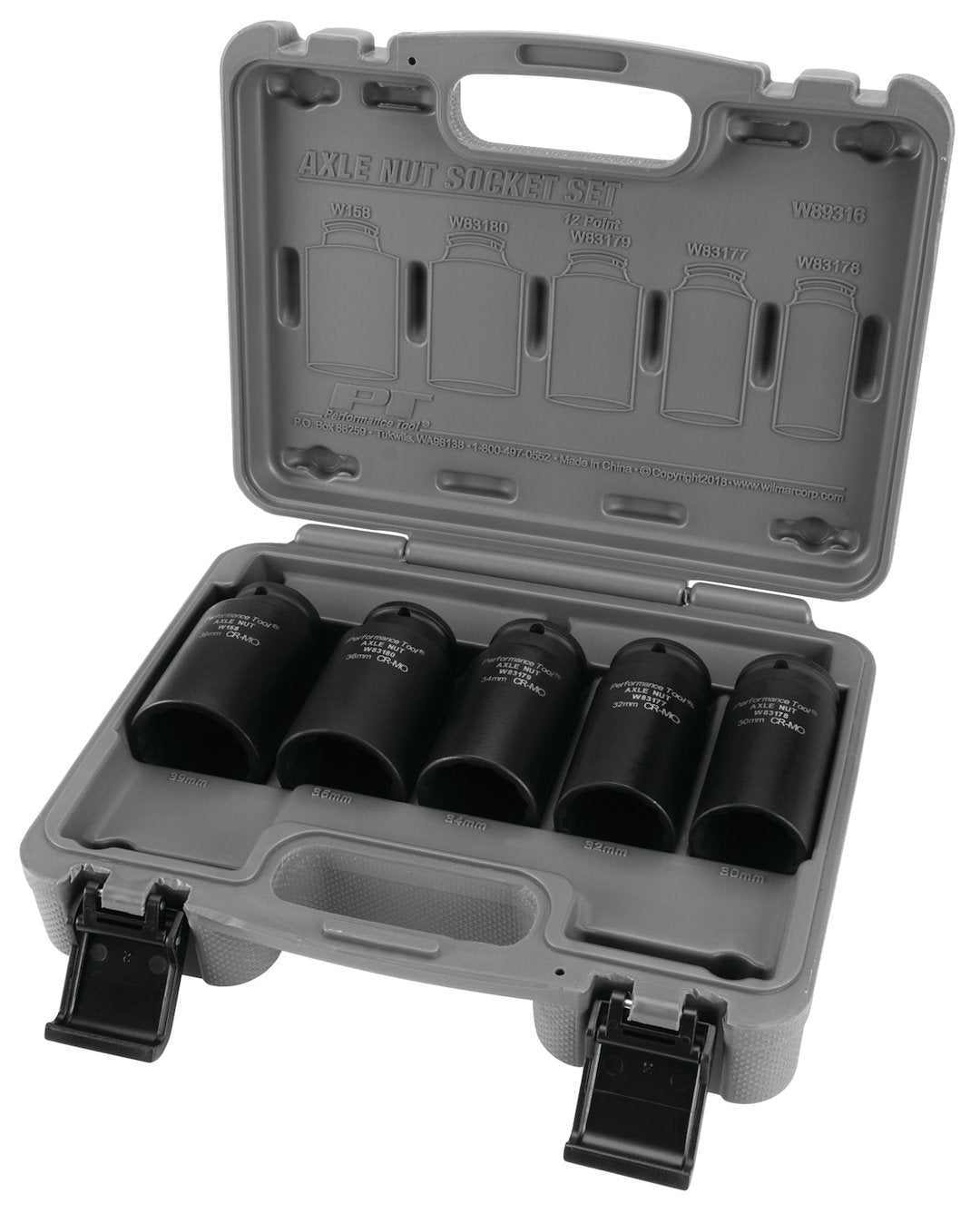 PERFORM TOOL W89316 5-Piece 12-Point Axle Nut Socket Set