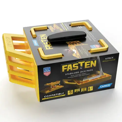 Camco Fasten Stack Jack Pads 4-Pack - Durable RV Leveling Support by CAMCO