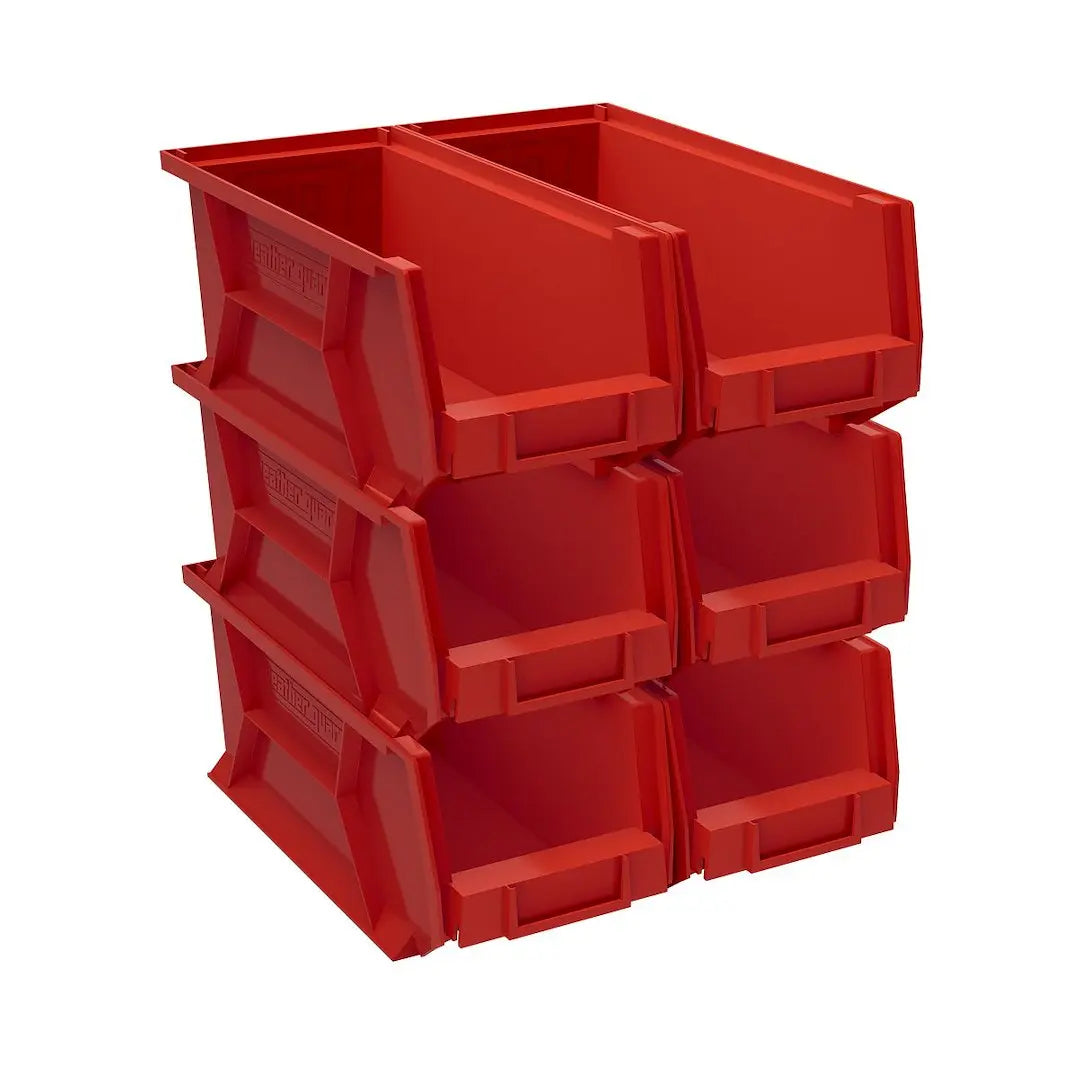 WeatherGuard 9854-7-02 Red Storage Bins, 6 in x 7.8 in x 15.4 in, Pack of 6