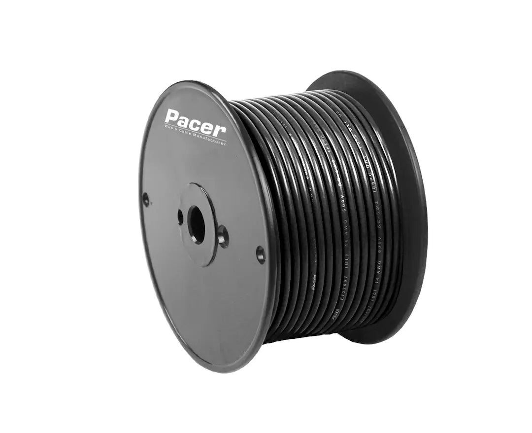 PACER WUL12BK100 12 AWG UL Listed Black Thermoplastic Copper Wire, 100 Feet