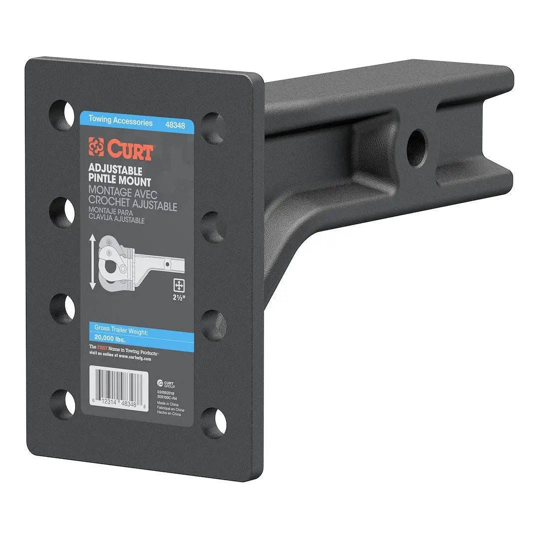 CURT Manufacturing Adjustable Pintle Mount with 2-1/2-Inch Shank (Part #48348)