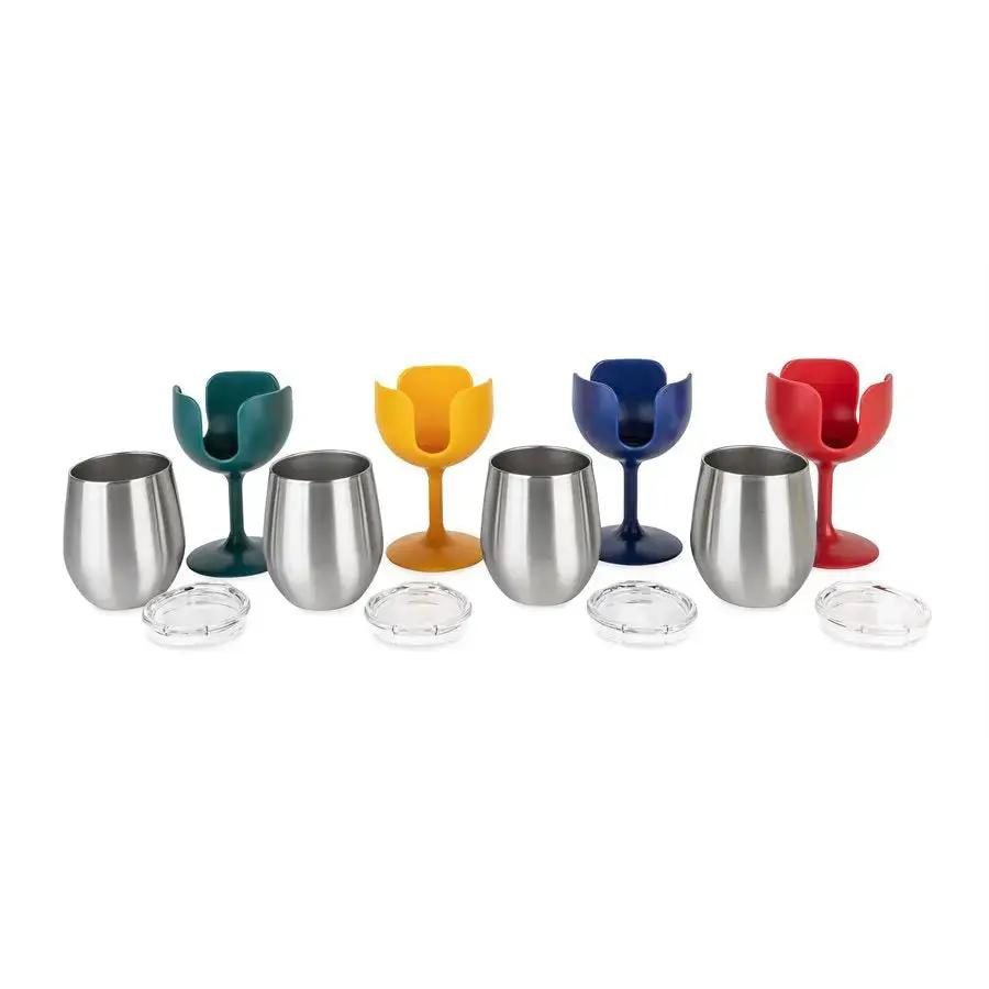 Camco Libatc 8 oz Wine Tumbler 4-Pack for Outdoor and Indoor Use by CAMCO