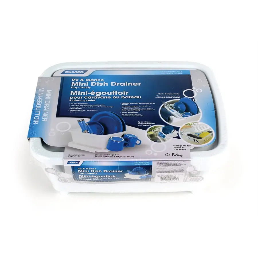 Camco Mini Dish Drainer with Tray, Compact Kitchen Organizer