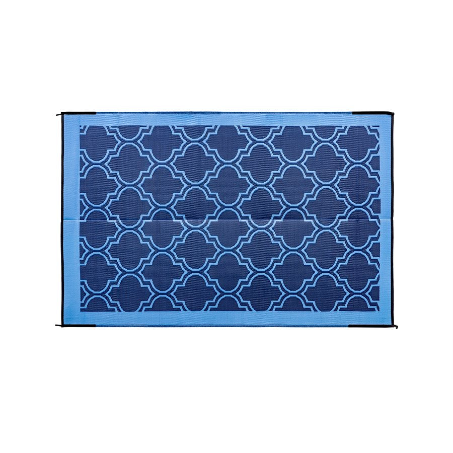 Camco Outdoor Mat 6x9 Lattice Blue - Durable Outdoor Rug for Patio and Decks