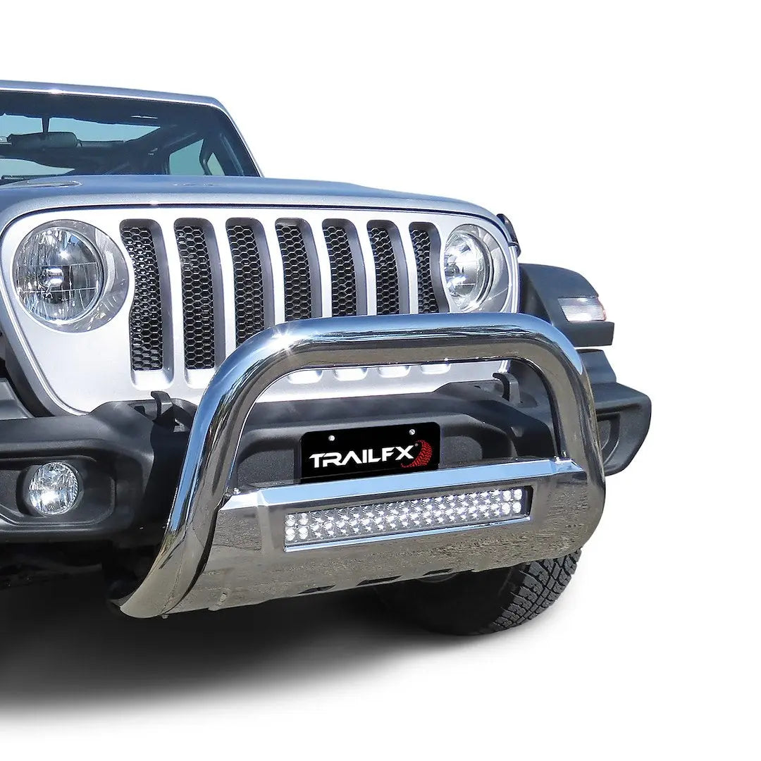 TrailFX 3.5' Oval Bull Bar with Light Option for Jeep Wrangler and Gladiator - Part B1613S